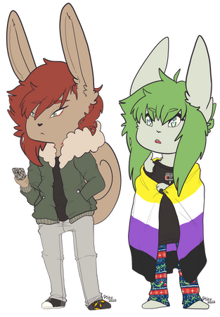 Nevan and Fish; Chibi style